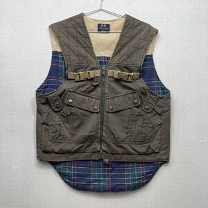 Willis & Geiger Outfitters Mens Green Vest Cotton Hunting Hiking Plaid Lined M/L